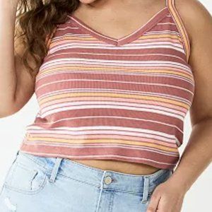 SO Sonoma Cropped Cami Orange Stripped 1X